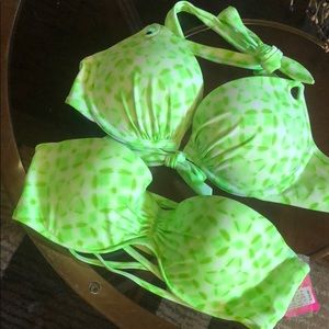 Victoria’s Secret pink TWO swim tops. Same Print